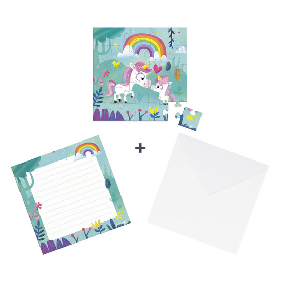 Janod Janod | Birthday Puzzle Card: Unicorn Mum and Baby