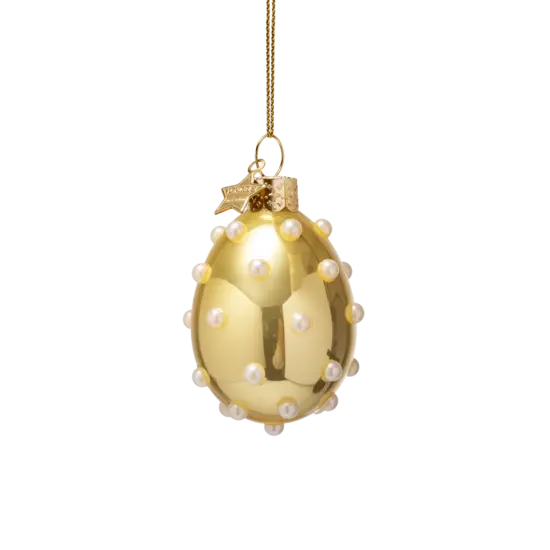 Vondels Vondels | Hängende Figur „Pearl Eggs“ aus Glas, H 6 cm, 5er-Pack