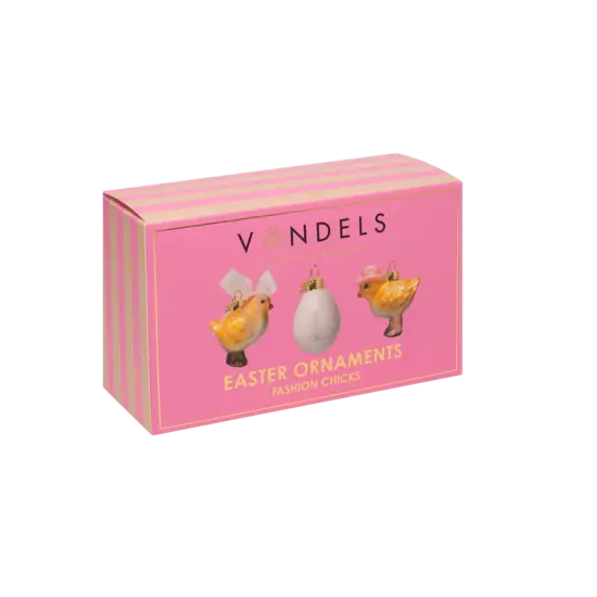 Vondels Vondels | Hängefigur „Fashion Chicks“ Ostern Glas H6 cm 3er-Pack