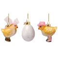 Vondels Vondels | Hängefigur „Fashion Chicks“ Ostern Glas H6 cm 3er-Pack