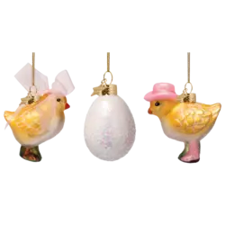 Vondels | Hängefigur „Fashion Chicks“ Ostern Glas H6 cm 3er-Pack
