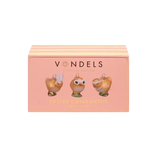 Vondels Vondels | Hängende Figuren „Chicks Easter“ aus Glas, H 6 cm, 3er-Pack