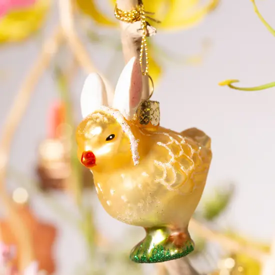 Vondels Vondels | Figurines à suspendre « Chicks Easter » en verre, H 6 cm, lot de 3