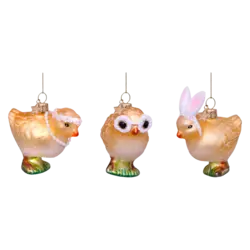 Vondels | Hängende Figuren „Chicks Easter“ aus Glas, H 6 cm, 3er-Pack