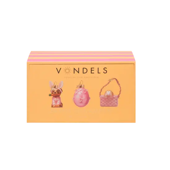 Vondels Vondels | Figurine à suspendre Bunny Makeover Pâques en verre, H 7,7 cm, lot de 3