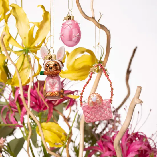 Vondels Vondels | Bunny Makeover Easter Glass Hanging Figurine H7.7cm 3-pack