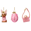 Vondels Vondels | Bunny Makeover Easter Glass Hanging Figurine H7.7cm 3-pack