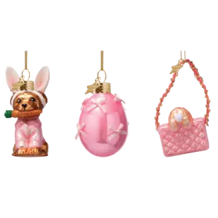 Vondels | Hängefigur „Bunny Makeover“ Ostern Glas H7,7 cm 3er-Pack