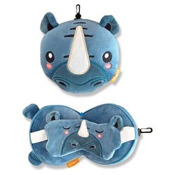 Zoonap | Coussin pour la nuque avec masque de sommeil Billy Brown Zoonap Rocky Rhino