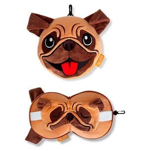 Zoonap | Nekkussen Met Slaapmasker Billy Brown Zoonap Puggy Pug