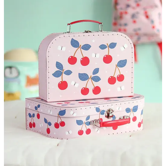 A Little Lovely Company A Little Lovely Company | Suitcase Set Of 2 Cherries