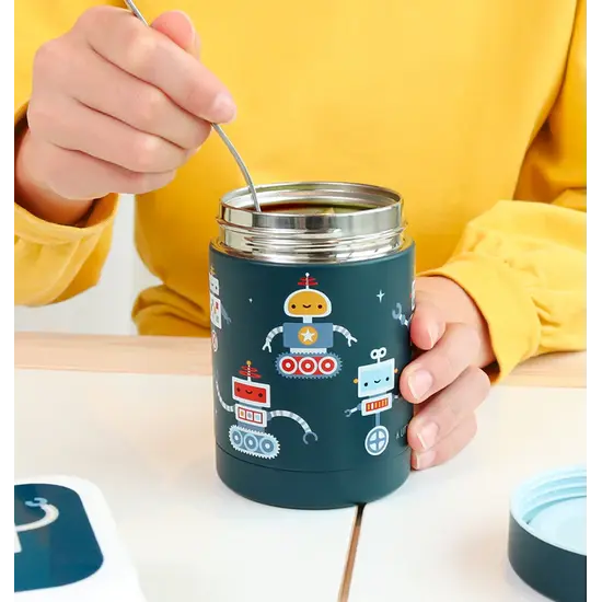 A Little Lovely Company A Little Lovely Company | Récipient alimentaire isotherme en acier inoxydable « Robots »