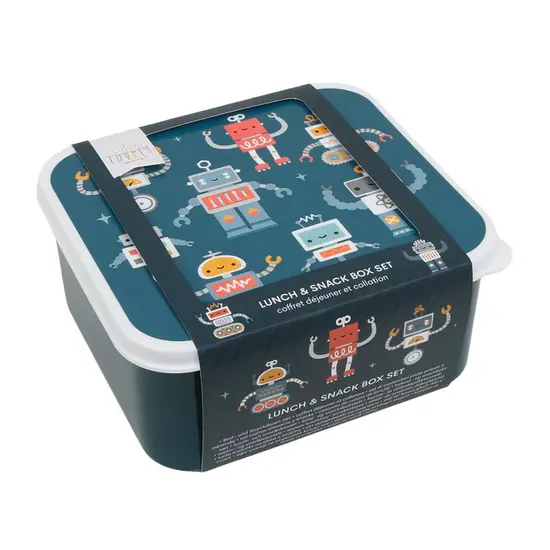 A Little Lovely Company A Little Lovely Company | Lunch- & Snackbox-Set „Roboter“