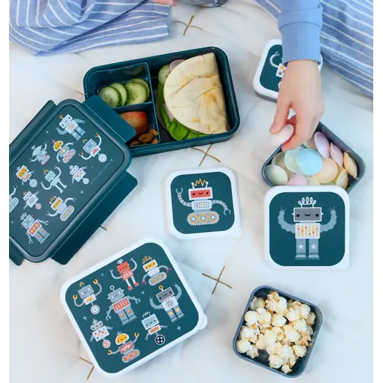 A Little Lovely Company A Little Lovely Company | Lunch- & Snackbox-Set „Roboter“