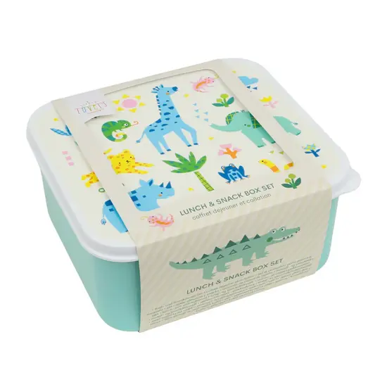 A Little Lovely Company A Little Lovely Company | Lunch- & Snackbox-Set „Jungle“