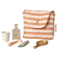 Maileg Maileg | Tootbrush Set In Bag Mouse Coral Stripe
