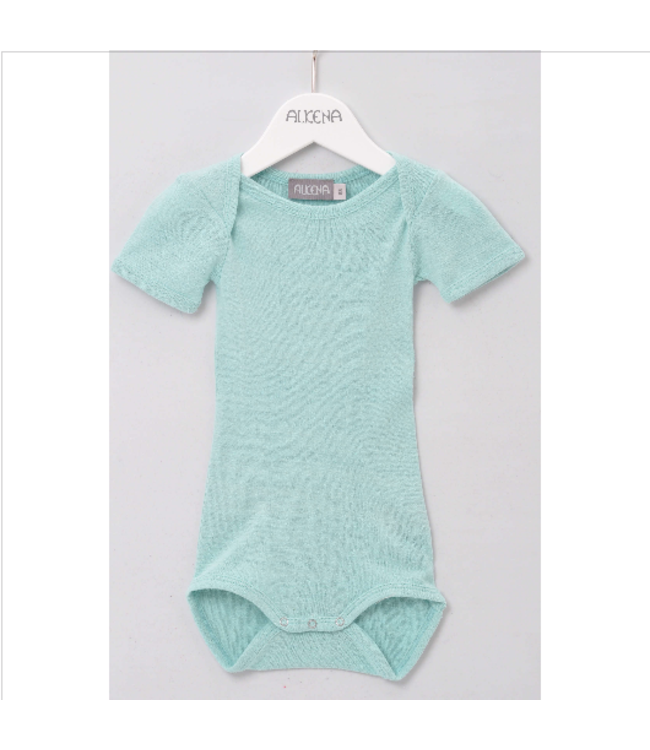 Alkena Seidenbody Baby - Bourretteseide aqua kurzarm