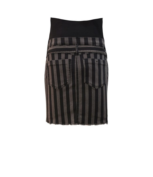 love2wait Love2wait - Umstands-Jeansrock - gestreift - schwarz/grau