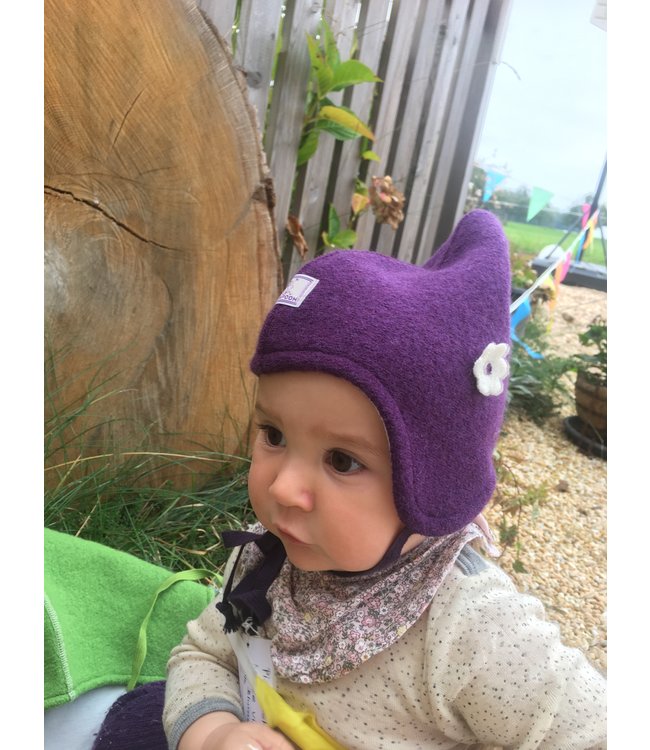 Pick a Pooh Pick a Pooh - Mütze aus Wollwalk - Zipfelmütze mit Blume - violett