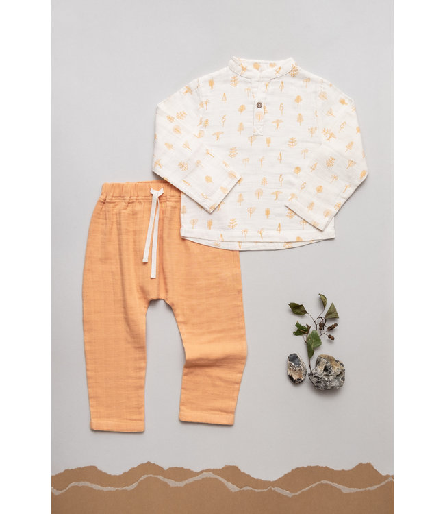 Organic by Feldmann Musselin baggy Hose - Farbenspiel - ocker