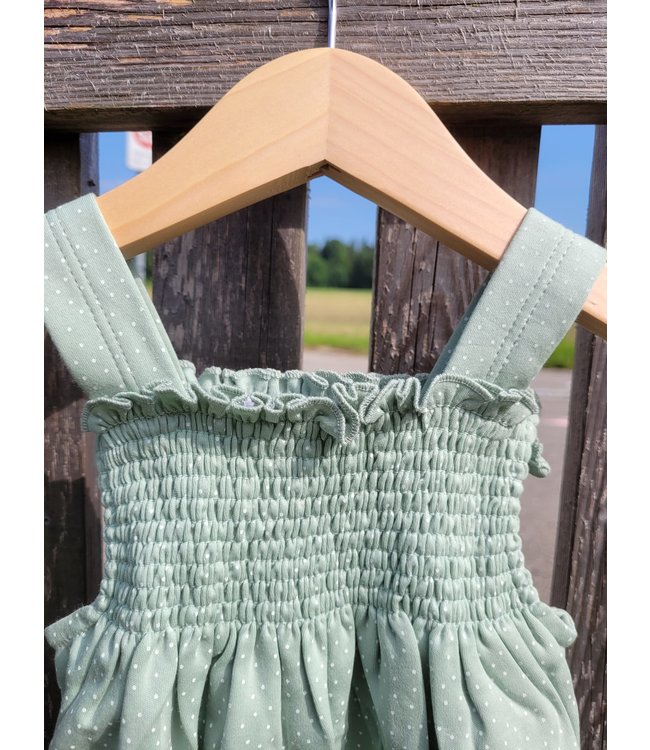 Paola Maria Strampler kurzarm gerafft - oliv  gepunktet