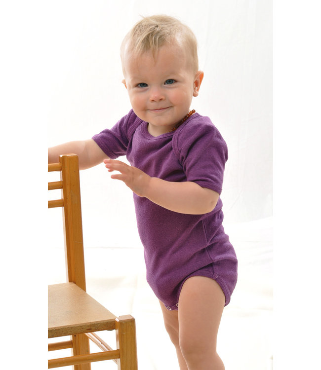 Alkena Seidenbody Baby - kurzarm violett - Bouretteseide
