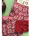 Hirsch Natur Feinstricksocke - Sternenmuster - rot/natur