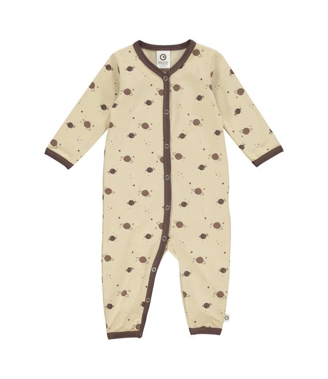 Müsli Strampler Pyjama aus Biobaumwolle Space Planeten creme