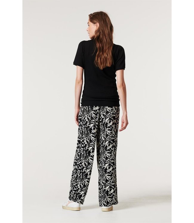 Hose Schwangerschaft - Unterbauch - Blätterprint - schwarz/weiss
