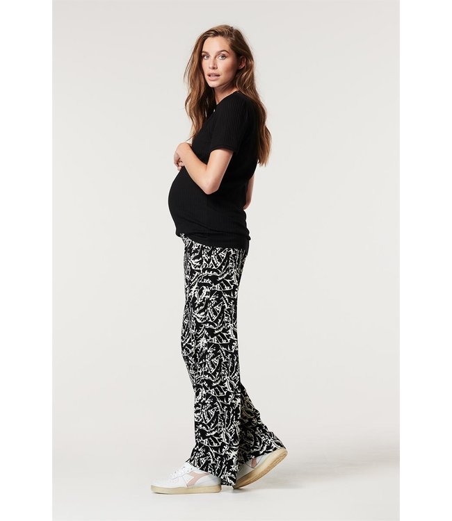 Sommerhose Schwangerschaft mit Blätterprint - Viskose