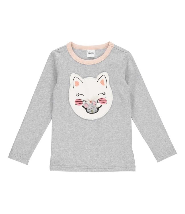 T Shirt A Manches Longues Bonjour Chat Avec Souris Gris Chine Bauchliebe