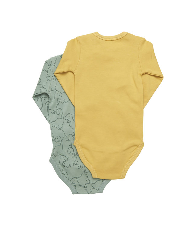 Minymo Body langarm - Dinosaurier - 2er Pack - green Baby