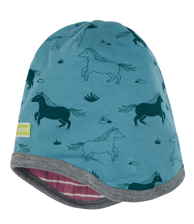 Loud and Proud Wendemütze aus Biobauwolle - Pferd - topaz