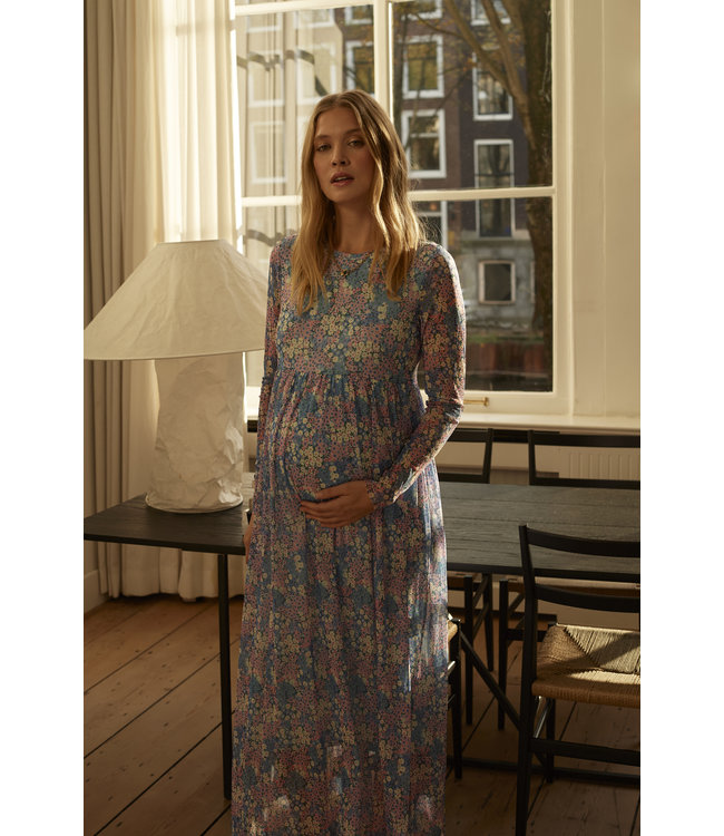 Noppies Maxikleid - Blumen - Schwangerschaft - light blue