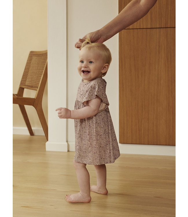 Minymo Bodykleid kurzarm - geblumt - Bambusviskose - cameo rose