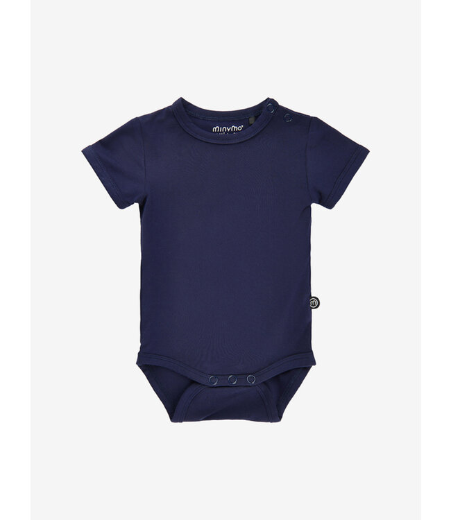 Minymo Body kurzarm - uni - Bambusviskose - dark navy