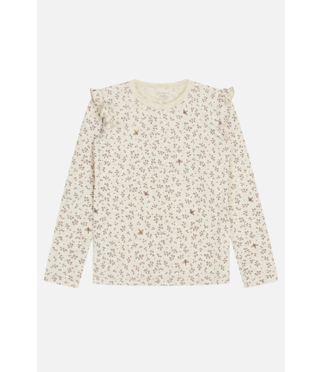 Hust and Claire  Aura Shirt langarm Bambusviskose floral wheat melange