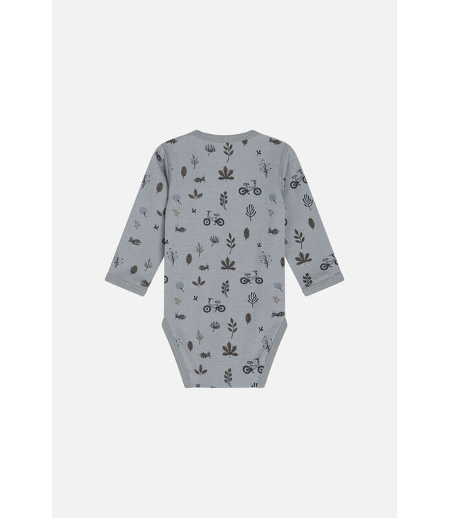 Hust and Claire Baloo Body langarm Blätter Fahrrad Wolle Bambus blue wind