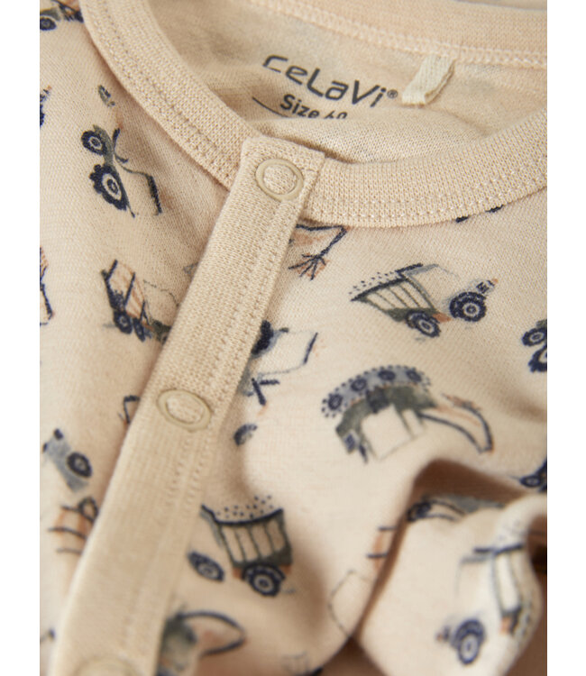 CeLaVi Pyjama Bambusviskose Wolle  Baustelle dark blue