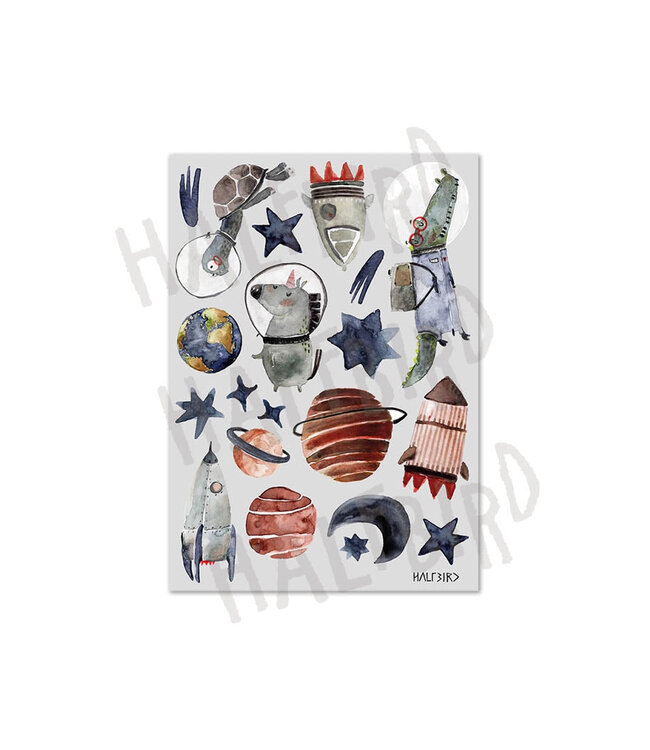Halfbird SET Reflektierende Aufkleber Weltraum