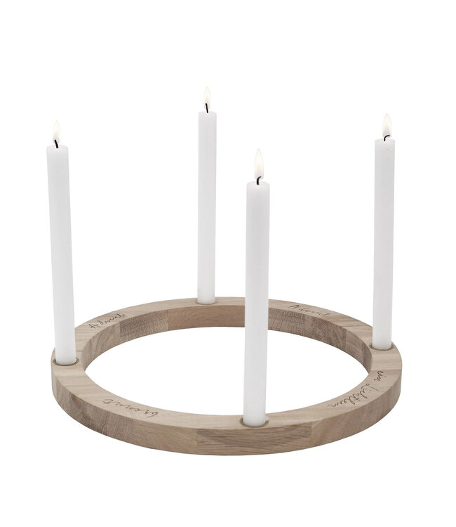 Eulenschnitt Adventskranz aus Eiche 36 cm