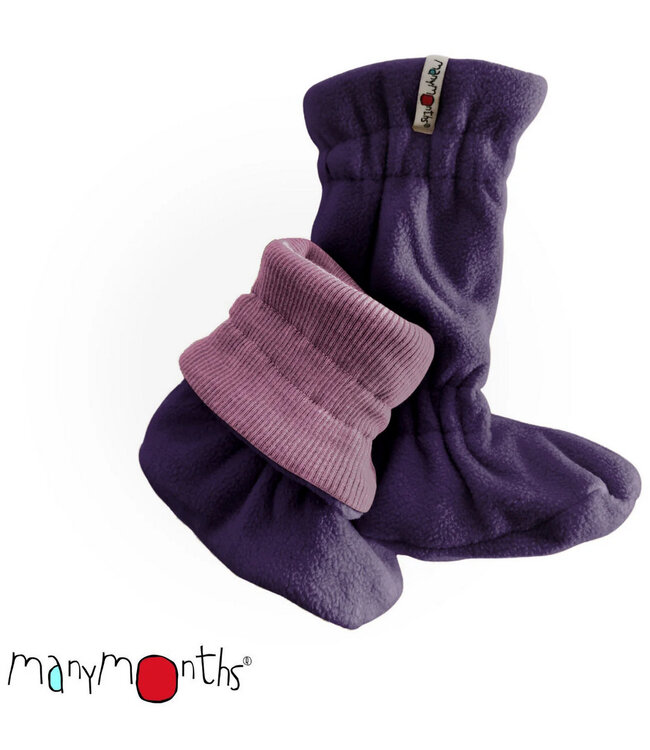 Manymonths Stiefel Baby - Tragestiefel - Woolies Adjustable Winter Booties MaMTec- Merino - plum shell