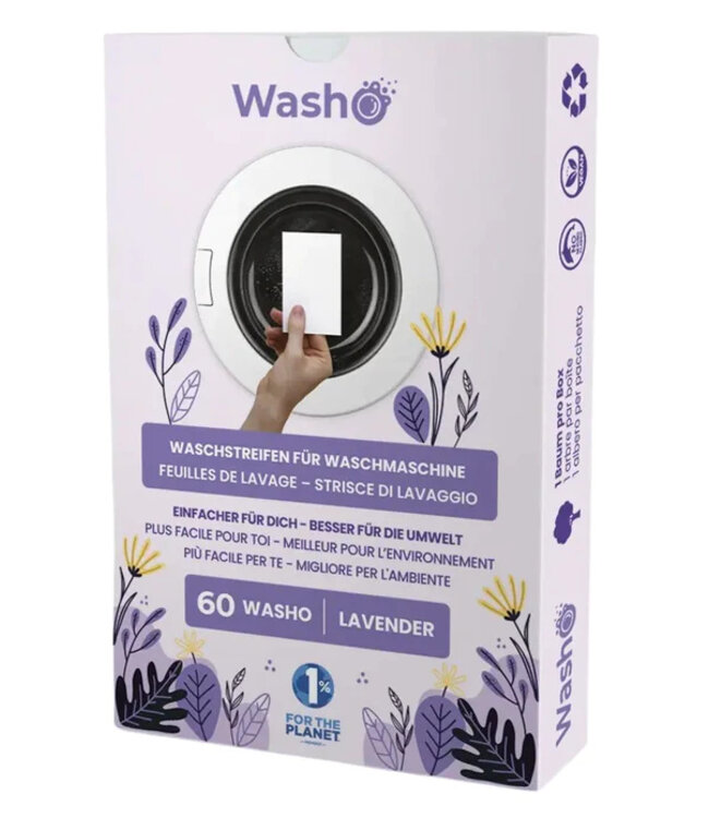 Washo 1 Box mit 60 Washo-Waschstreifen Lavendel