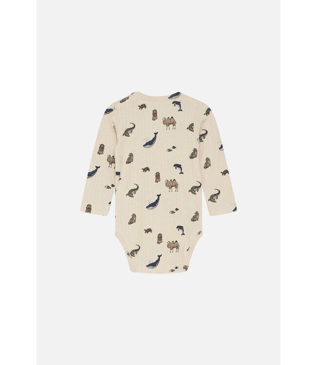 Hust and Claire Body langarm - Bambusviskose/Baumwolle Tiere french oak
