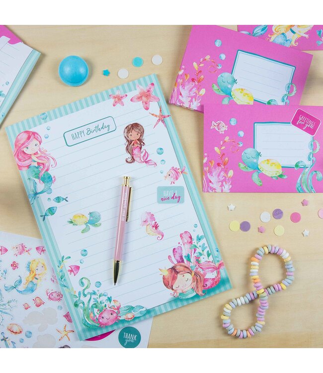 Papierdrachen Briefblock Set Meerjungfrau nachhaltig