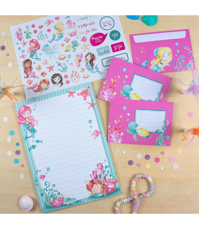 Papierdrachen Briefblock Set Meerjungfrau nachhaltig