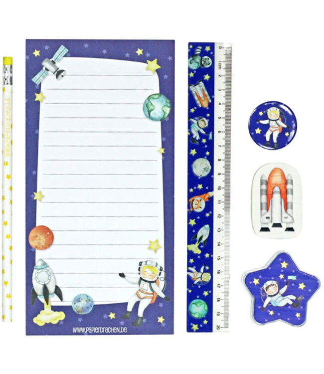 Papierdrachen  6-teiliges Schreibset – Astronaut