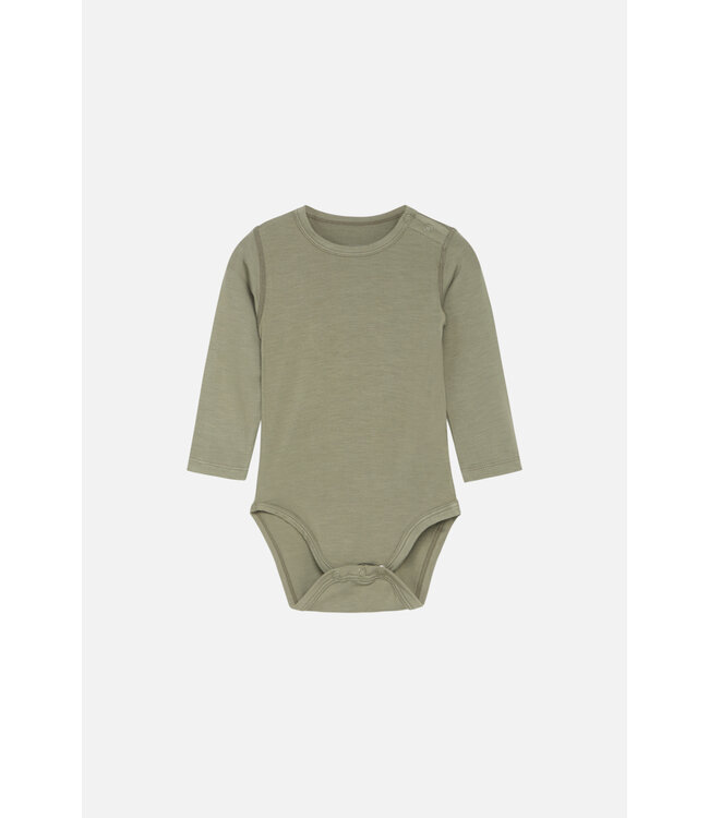 Hust and Claire Buller Body langarm uni Bambusviskose khaki