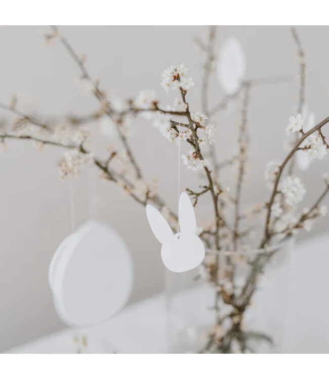 Eulenschnitt Holzanhänger Hase weiss im 8er Set