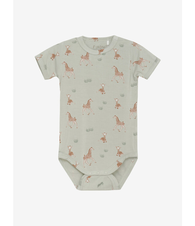 Fixoni Body kurzarm Bambusviskose Giraffe mineral gray